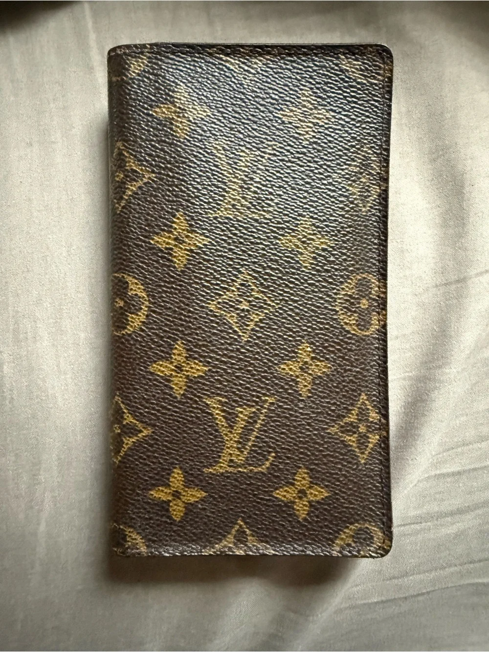 Louis Vuitton Brown Textured Trifold Wallet/Checkbook holder